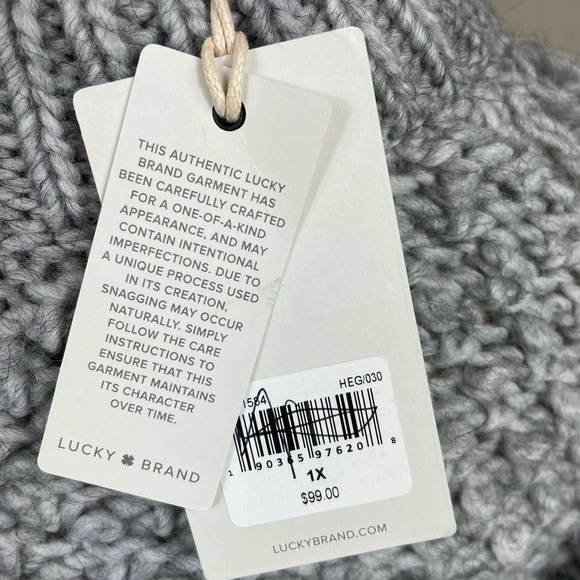 Lucky Brand Grey Chunky Textured Bomber Sweater 1X - Picture 16 of 16